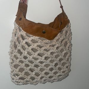 Vintage Lucky Brand tote bag with leather trim